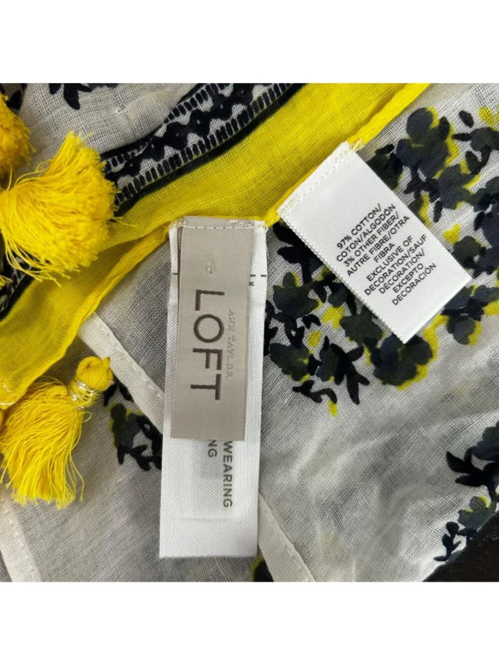 LOFT Spring Floral Neck Scarf with Tassels Women's